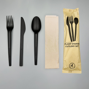 Airline Restaurant OEM Disposable BPI Plastic Free Compost CPLA Cutlery Set