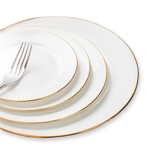 Luxury Gold Rim Bone China Flat Plate