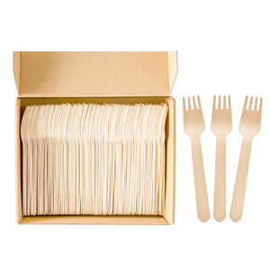 Premium Disposable Wooden Silverware Set Individual Wrapped Food Grade Birch Utensil