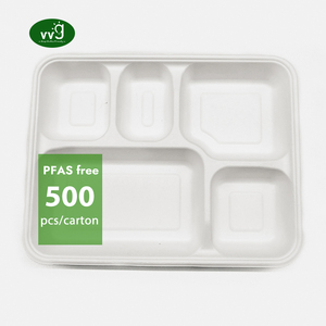 5 Compartment Sugarcane Bagasse School Lunch Tray