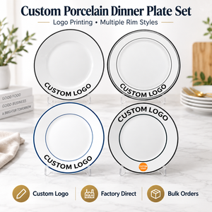 Custom Logo Ceramic Plate Wholesale White Porcelain