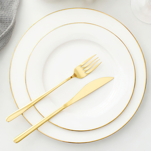 Customizable Decal White and Gold Charger Plates Bone China