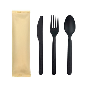7 INCH Disposable Camping Cutlery Set with Napkin OEM Cornstarch