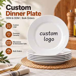 Wholesale Custom Logo White Ceramic Dinner Plate